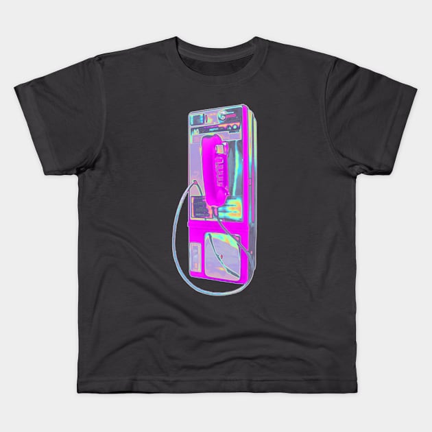 Pink Holo Pay Phone Kids T-Shirt by dinaaaaaah